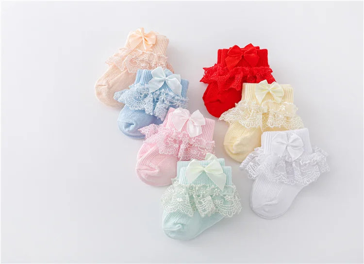 Cotton Lace Baby Socks for Girls 0-24 Months