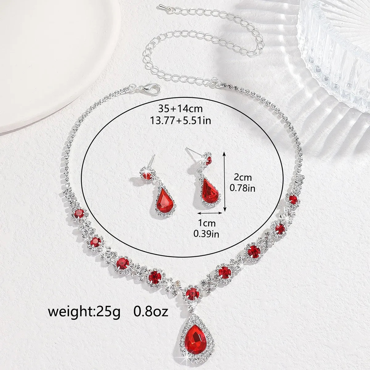 Water Drop Necklace and Earrings Set for Women