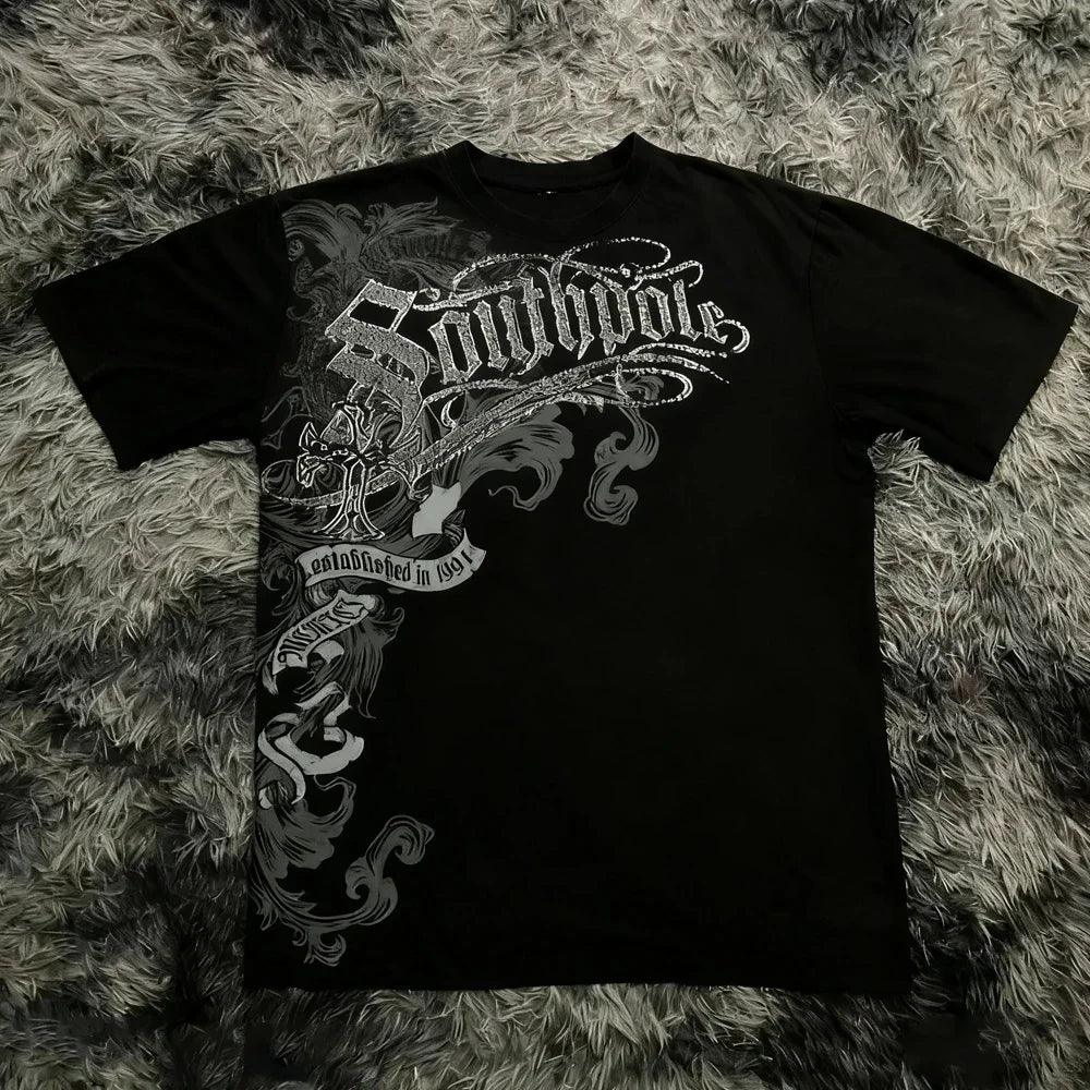 Gothic Style Oversized Cotton T-Shirt for Women