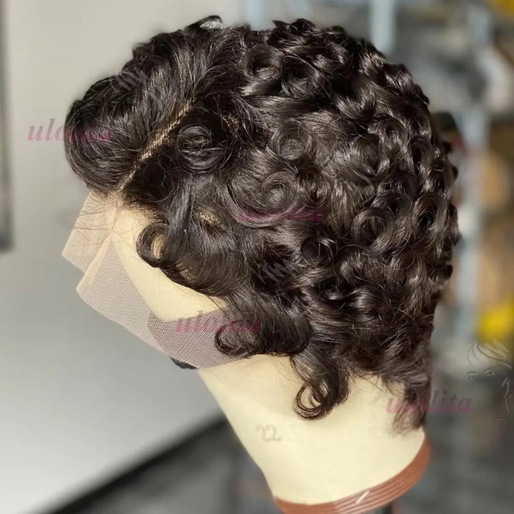Chioma Curly Pixie Cut Wig Short Bob Human Hair Black