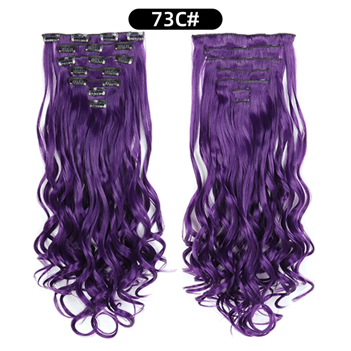 22 Inch Curly Wavy Clip In Hair Extensions Synthetic
