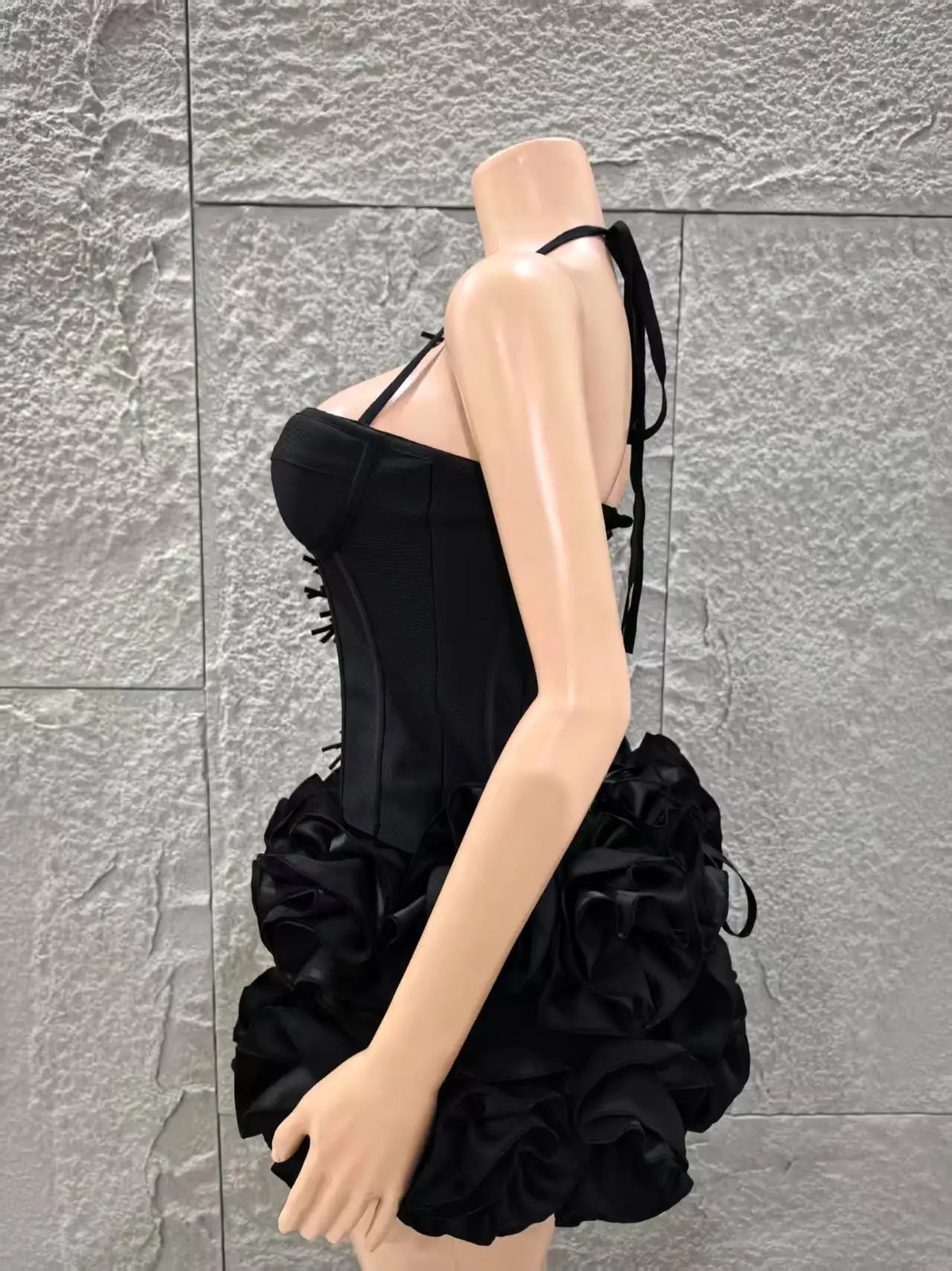 Black Strapless Bodycon Mini Dress for Women