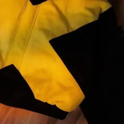 Harajuku Punk Color Block Hoodie Men Zipper Jacket