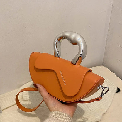 Solid PU Shoulder Bag with Hasp Compartment