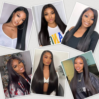 V Part Straight Human Hair Wig Remy Brazilian Natural Color