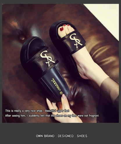 Women's Casual Leather Sandals with Thick Bottom