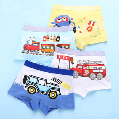 Children's Cotton Underwear Boy Briefs with Cartoon Design