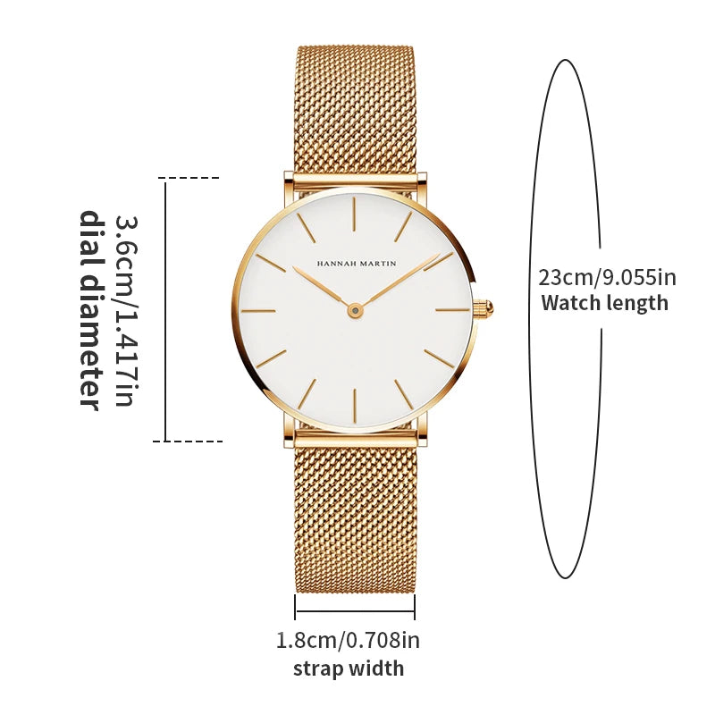Hannah Martin Women 36mm Rose Gold Quartz Watch