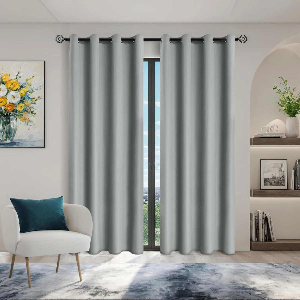Modern Blackout Curtains - 100% Polyester, UV Protection
