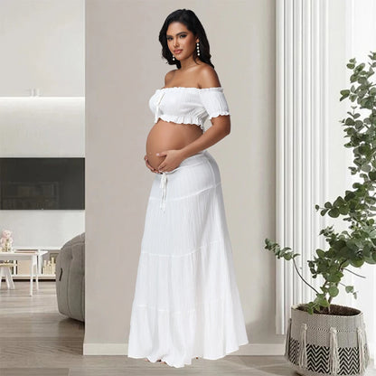 Maternity Photography Dress Set 2Pc Ruffles Tube Top Skirt