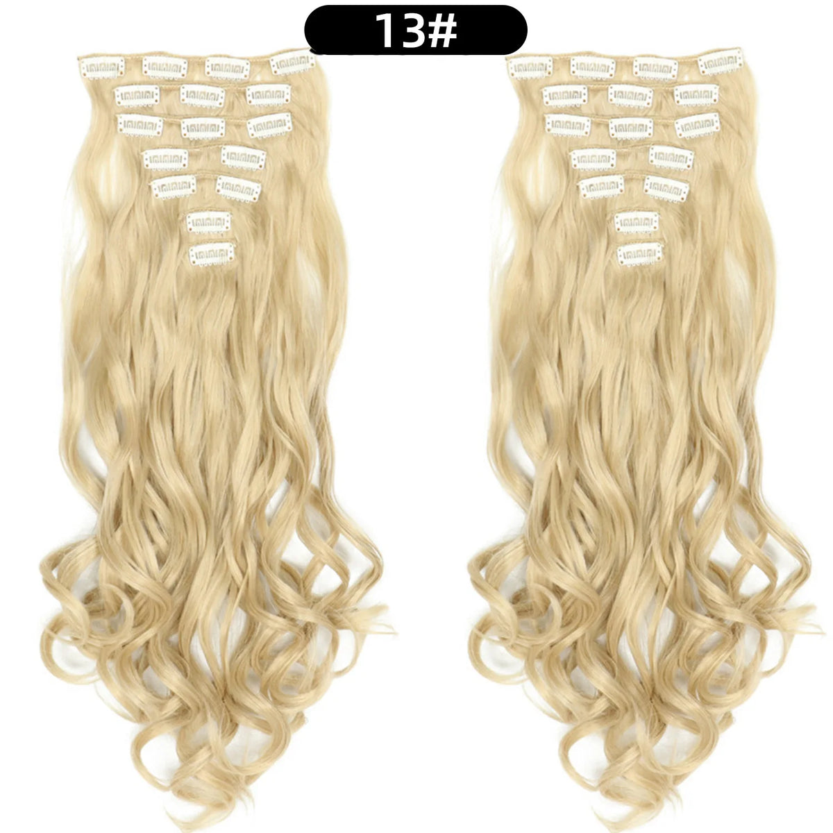 22 Inch Curly Wavy Clip In Hair Extensions Synthetic
