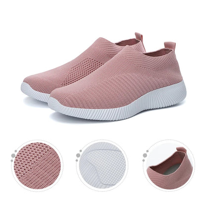 Pink Women Slip On Walking Shoes Lightweight EVA