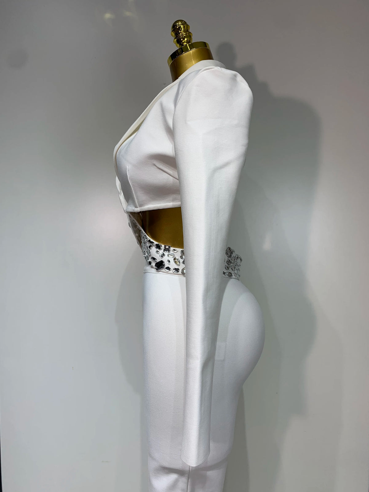 Women Beaded Bodycon Two Piece Pants Set
