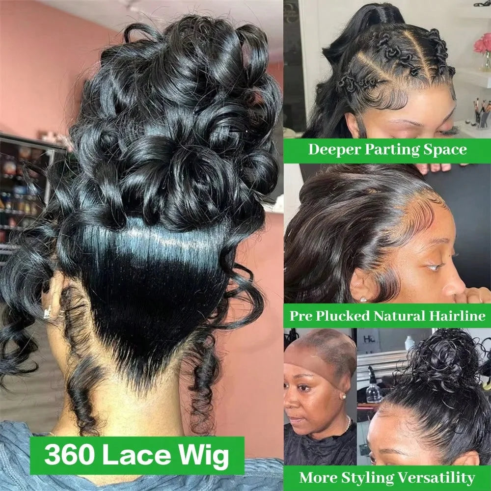 42 Inch 250% Density Body Wave Lace Front Wig Black
