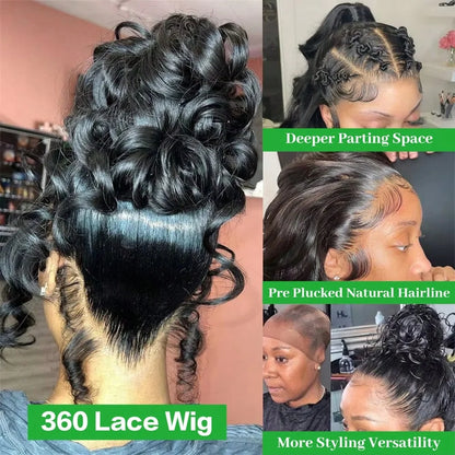 42 Inch 250% Density Body Wave Lace Front Wig Black