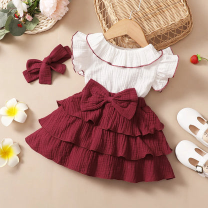 Baby Girl Cotton Red Wine Cupcake Dress