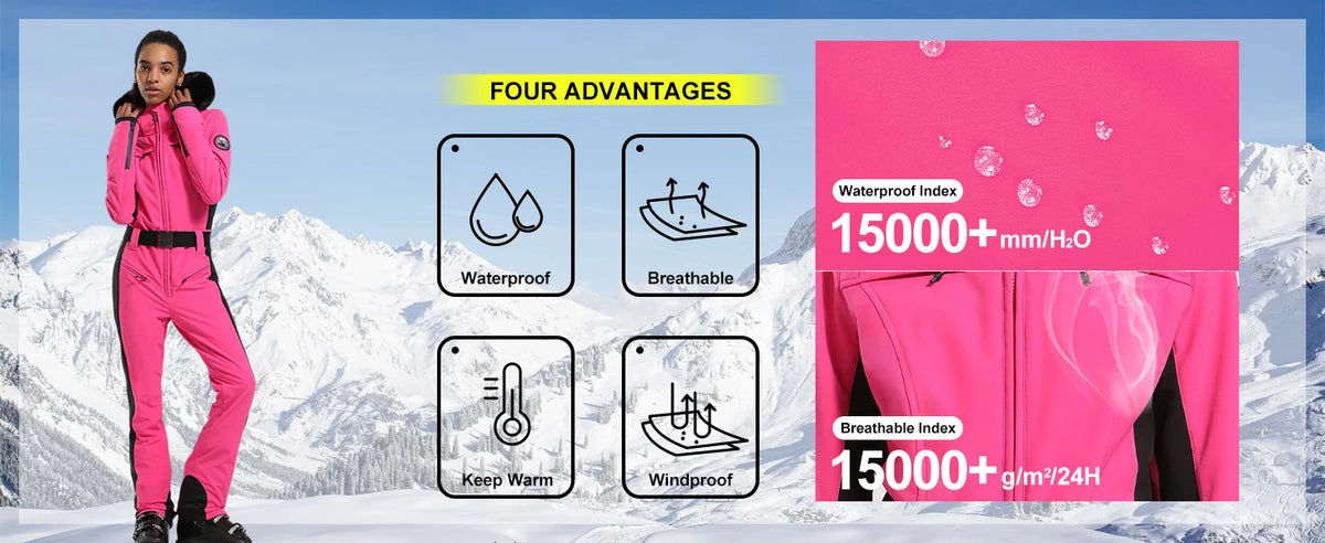 Gsou Women's Winter Snow Jumpsuit Waterproof Ski Suit