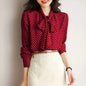 Shawl Collar Long Sleeve Blouse Women Polka Dot Cardigan