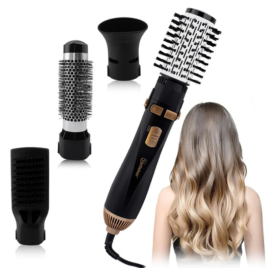 Hatteker 4-Head Hot Air Brush Hair Dryer and Straightener