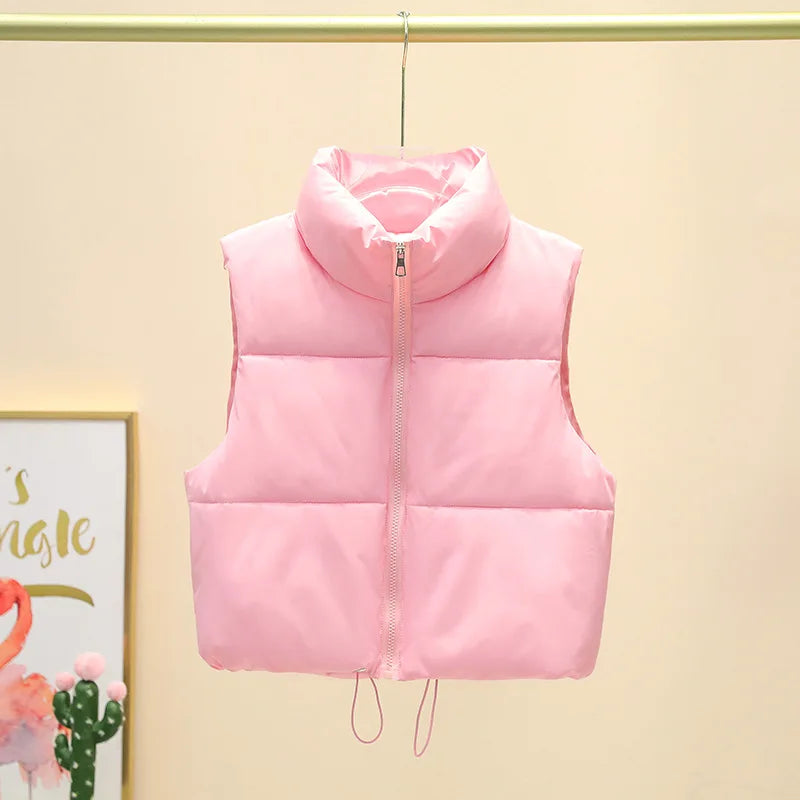 Winter Short Down Vest Women Zipper Jacket Casual