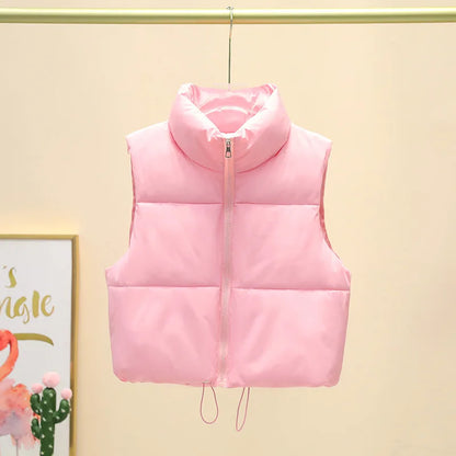 Winter Short Down Vest Women Zipper Jacket Casual