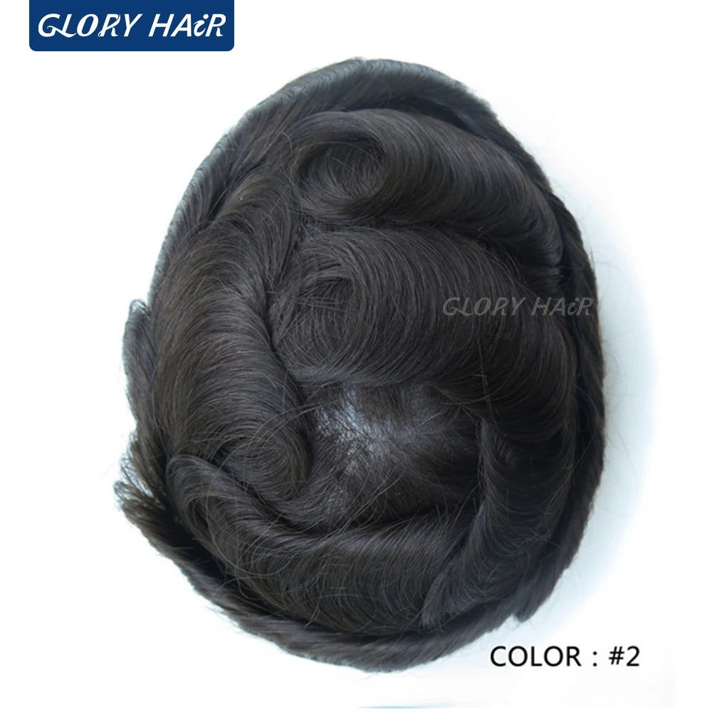Double Knotted Toupee 130% Density Indian Hair 5 Inch
