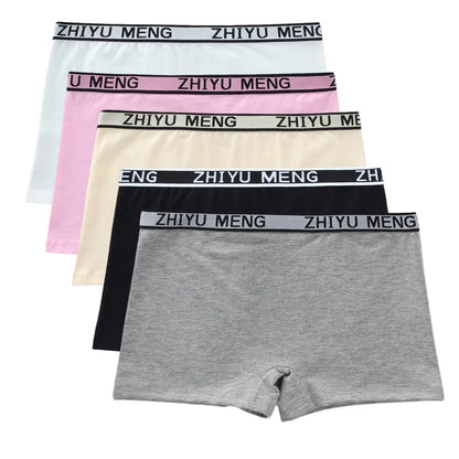 Teenage Girls Cotton Panties Solid Color Mid Waist Briefs