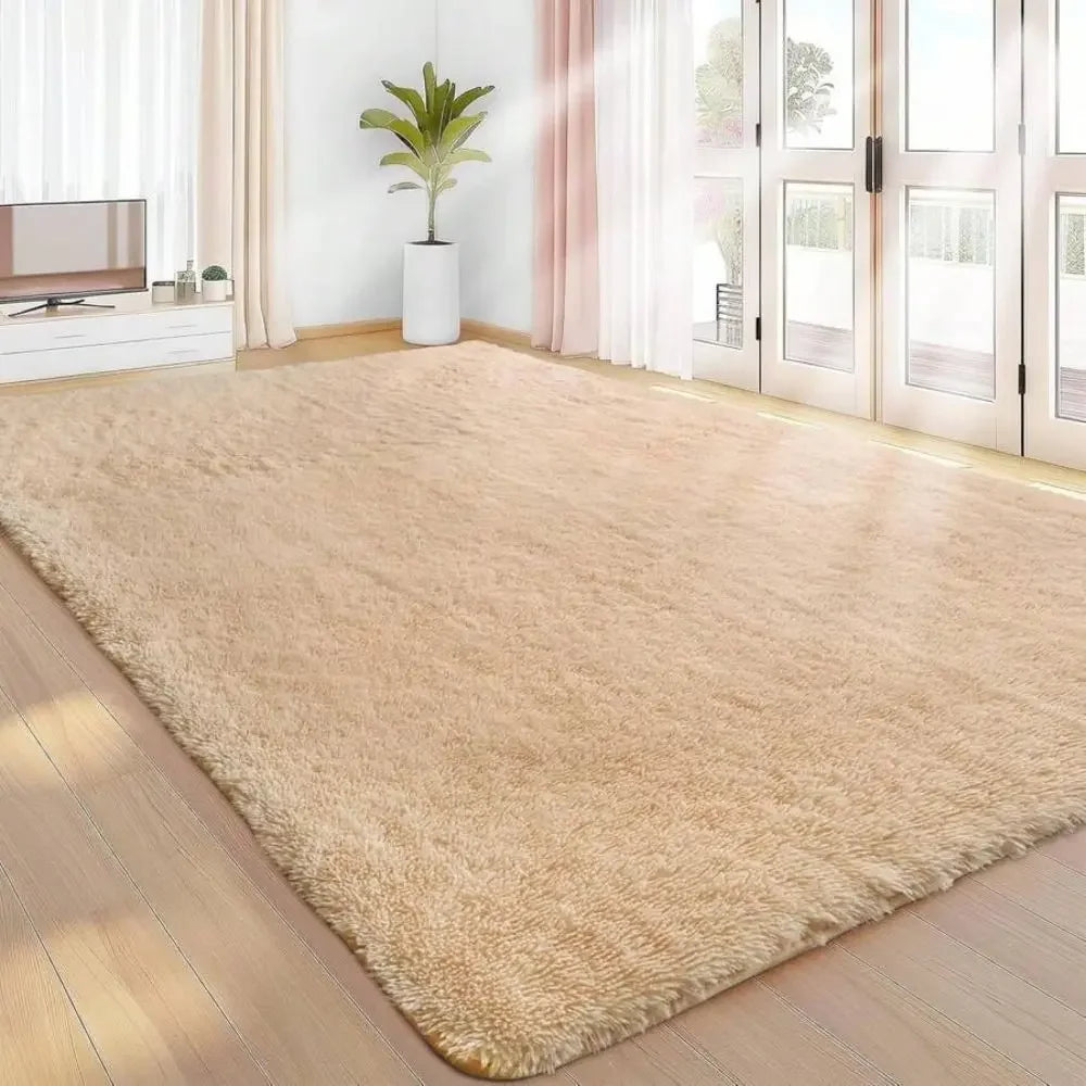 VIKAMA Pink Polyester Bedroom Carpet - Soft Plush Rug