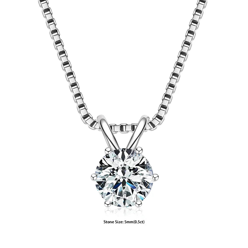 Moissanite Pendant Necklace 925 Sterling Silver Women