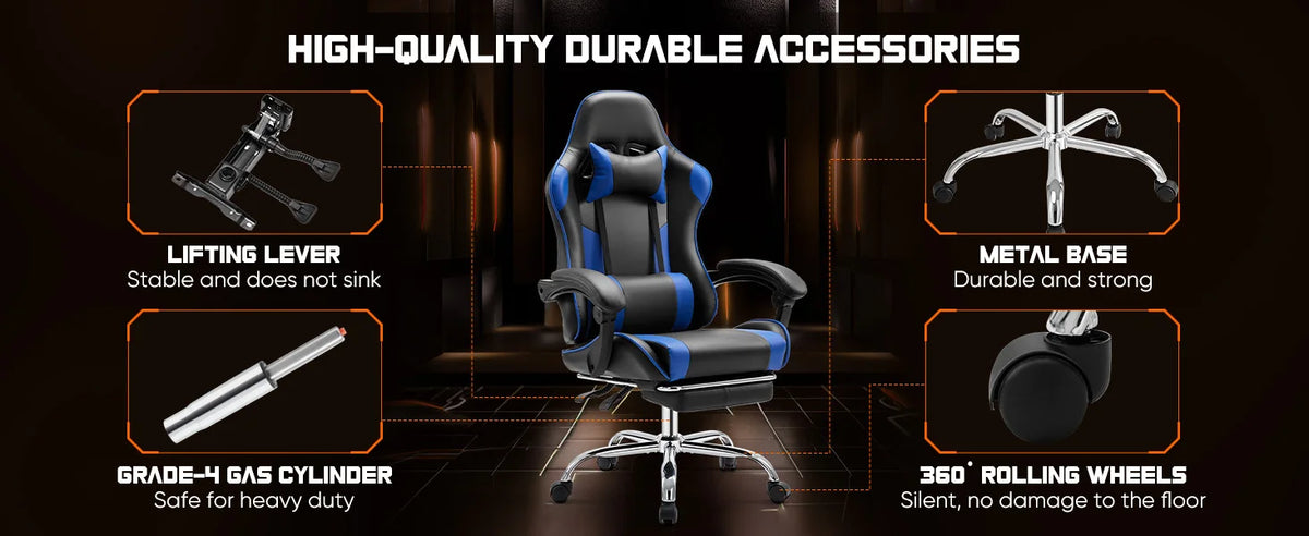 JHK Ergonomic Racing Gaming Chair PU Leather with Headrest