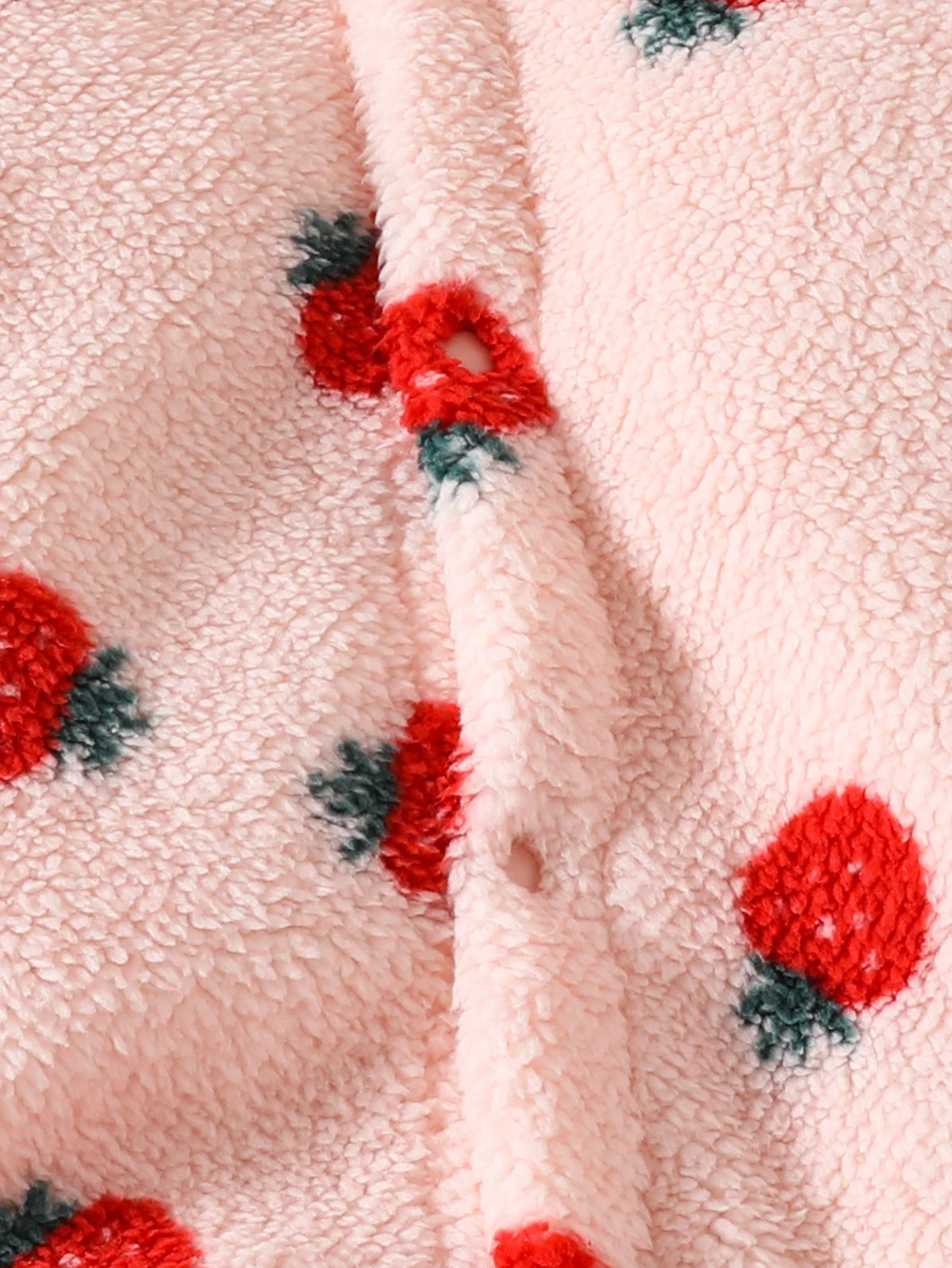 Winter Baby Girl Hooded Romper with Strawberry Print