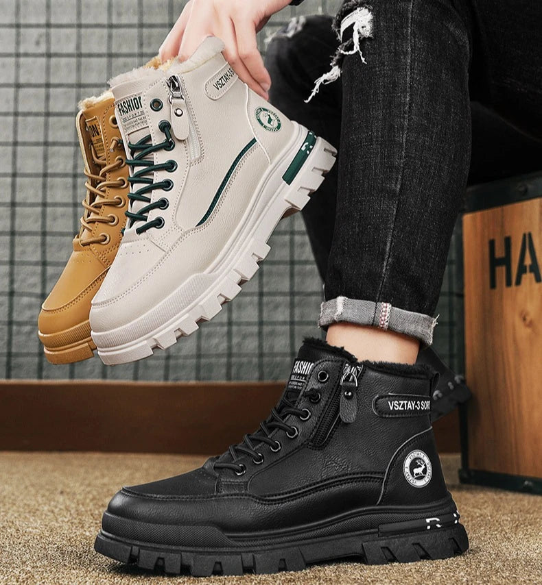 Men's High Top Snow Boots in Plush Cotton