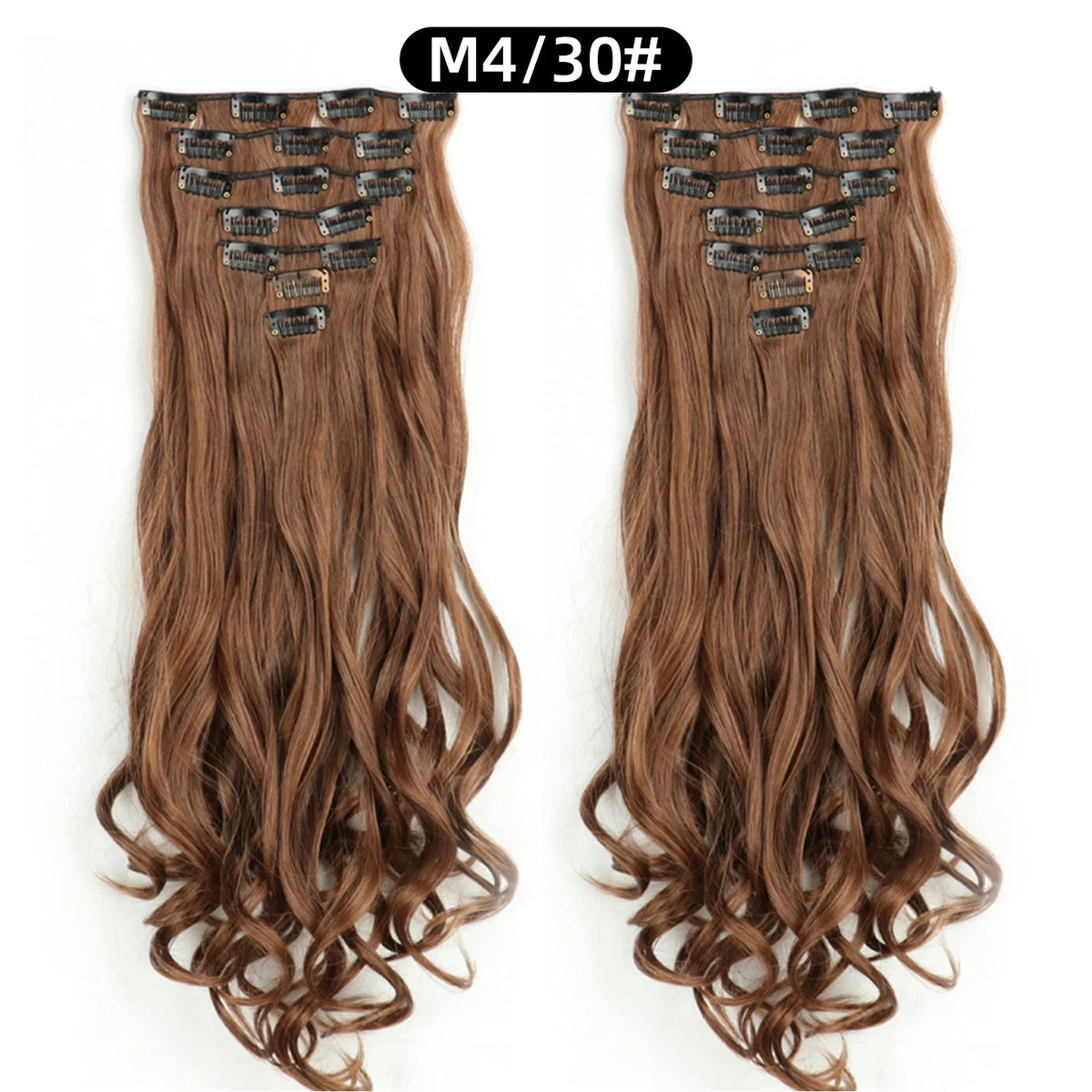 22 Inch Curly Wavy Clip In Hair Extensions Synthetic