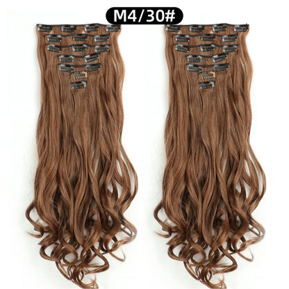 22 Inch Curly Wavy Clip In Hair Extensions Synthetic