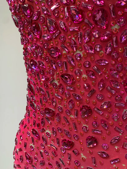 Luxury Rhinestone Mesh Bodycon Dress for Women