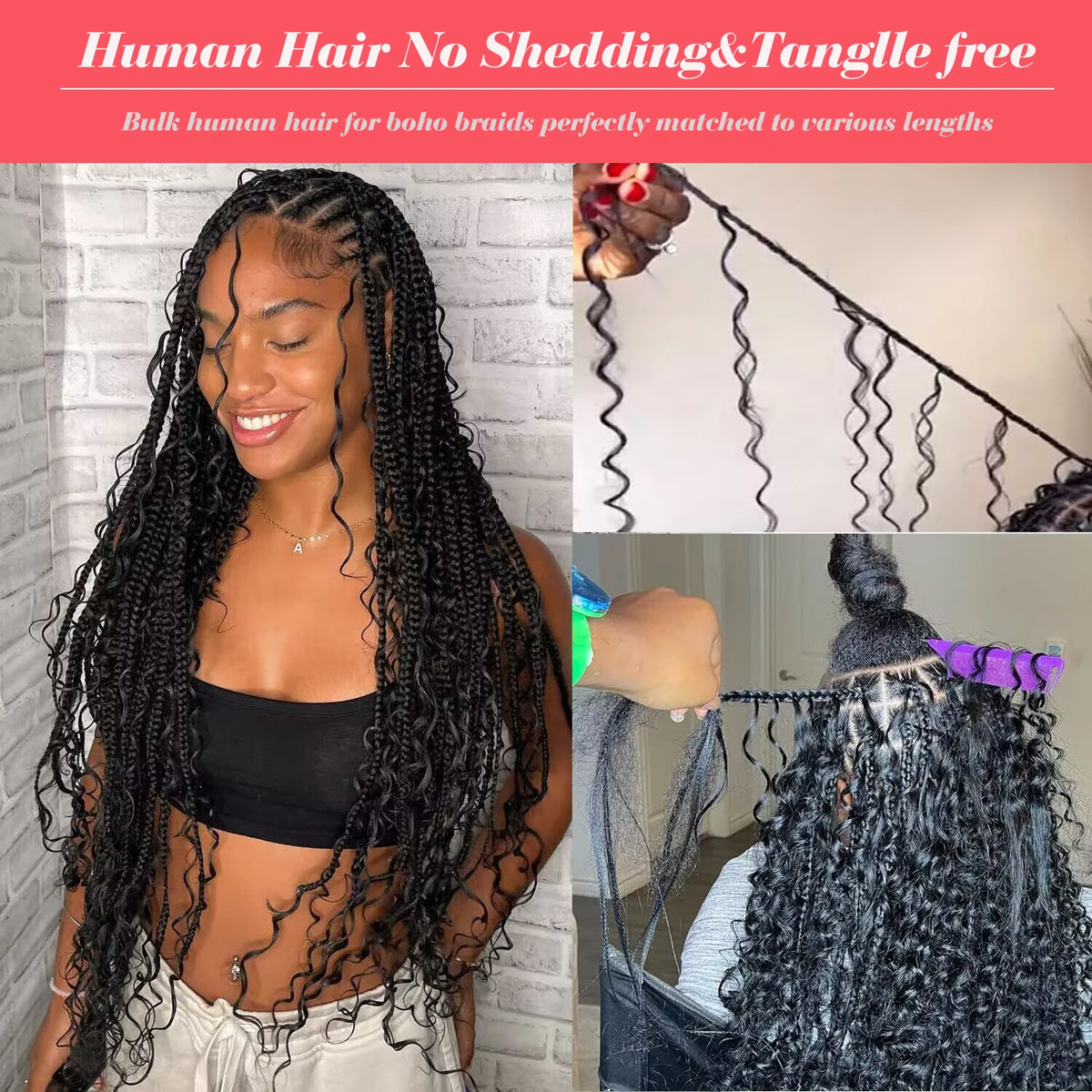 Deep Wave Bulk Human Hair 100g for Braiding
