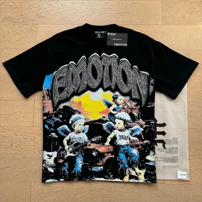 Mixed Emotion Cotton T-Shirt for Couples with Angel Print