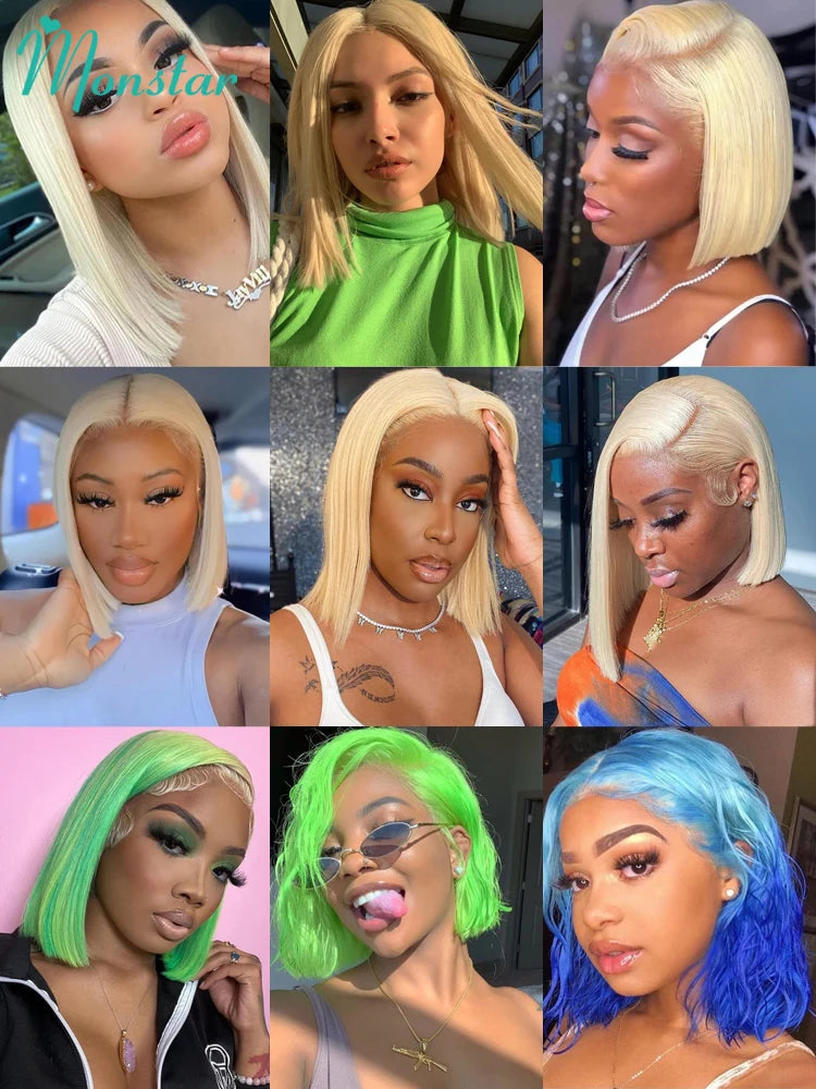 613 Blonde Bob Human Hair Lace Frontal Wig