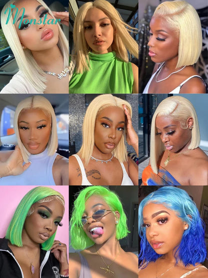 613 Blonde Bob Human Hair Lace Frontal Wig