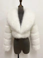 Cropped Faux Fur Coat for Women in Black