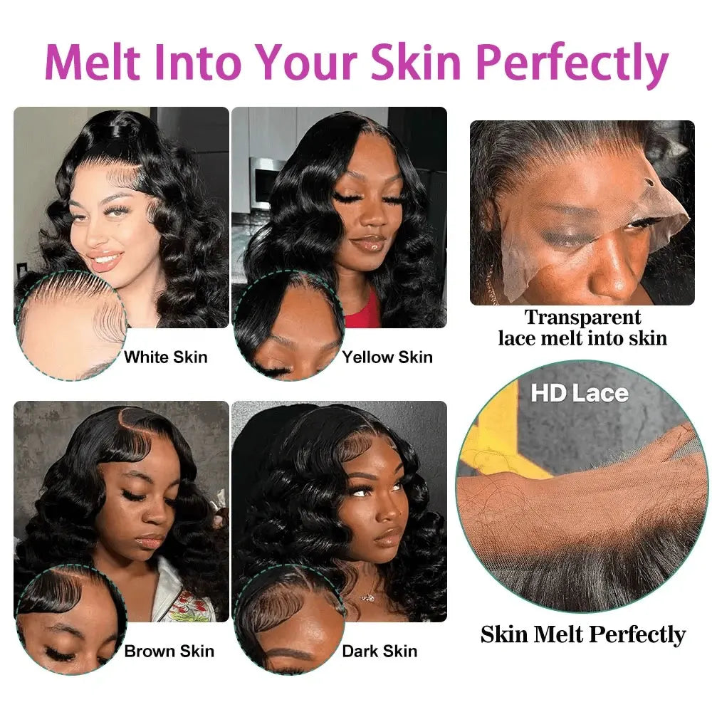 250% Density Deep Wave Lace Front Wig Natural Black