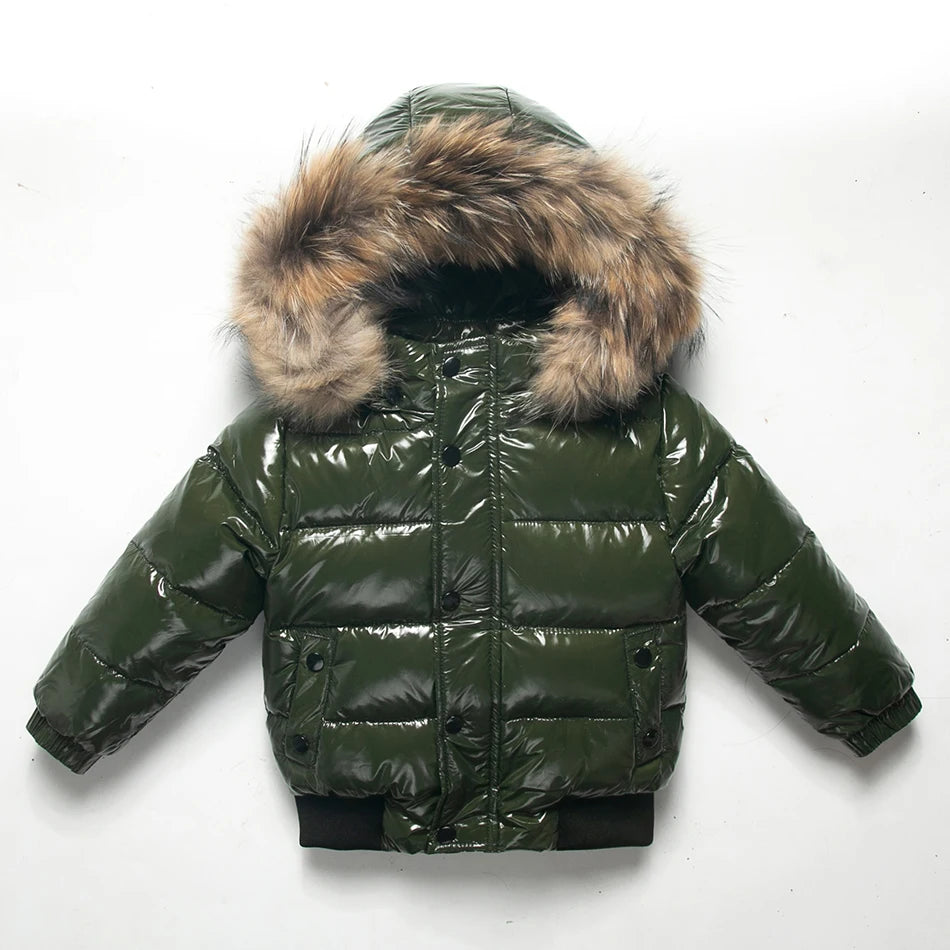 Black Down Winter Parka Jacket for Boys and Girls
