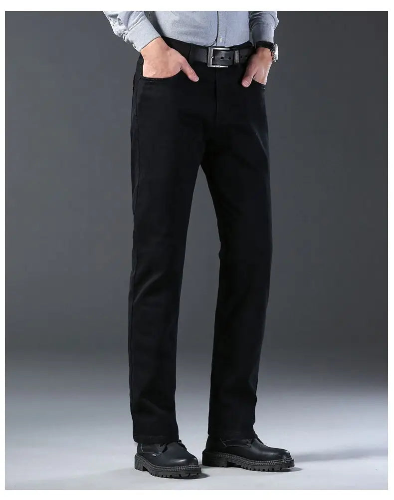 Men's Slim Black Denim Jeans with Slight Stretch
