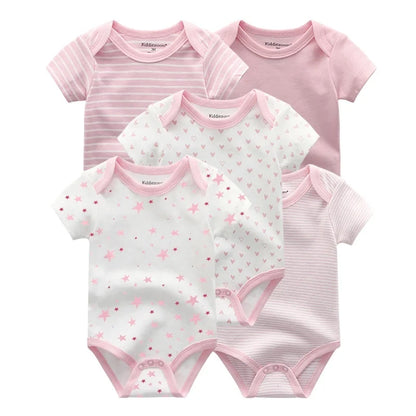 Kiddiezoom Cartoon Short Sleeve Baby Bodysuits 100% Cotton
