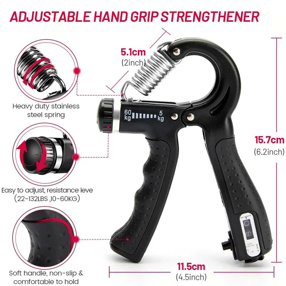 Adjustable Hand Grip Strength Trainer with Counter