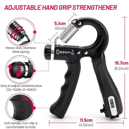 Adjustable Hand Grip Strength Trainer with Counter