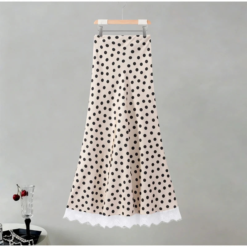 Elegant Satin Polka Dot Maxi Dress for Women