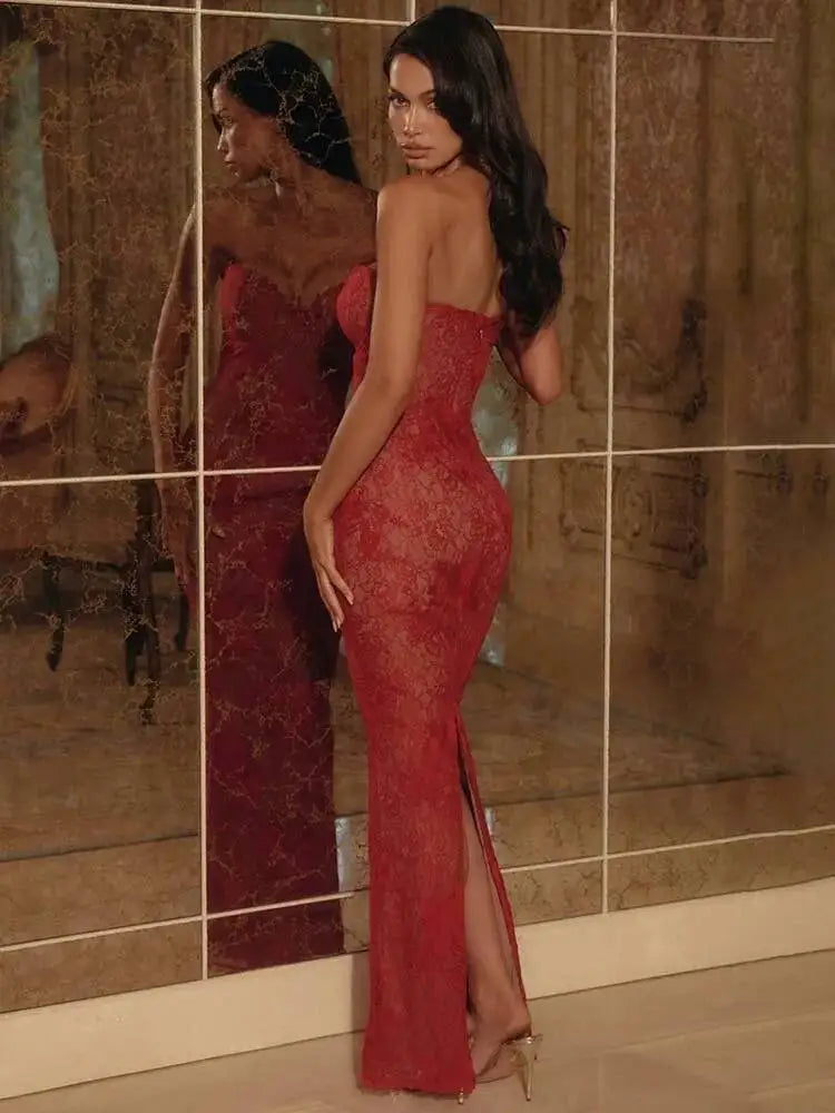 Lace Slim Bodycon Maxi Dress for Women