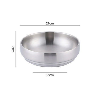 Stainless Steel Double Layer Cold Noodle Bowl Gold Silver