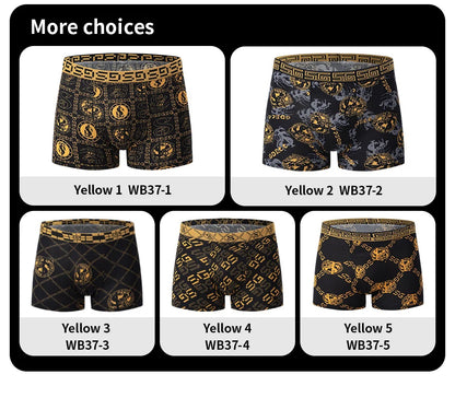 Men's Black Gold Printed Boxer Underwear 5/10 Pack
